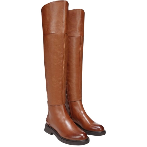 Franco Sarto Over the Knee Leather Battina Boots Cognac Size